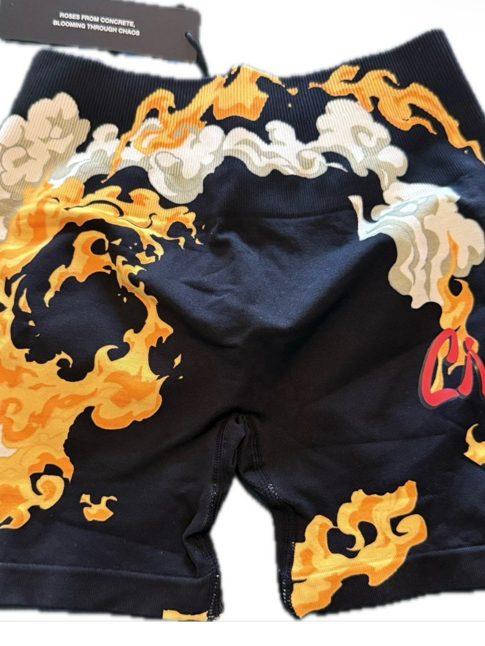 Black Flame-Graphic Athletic Shorts